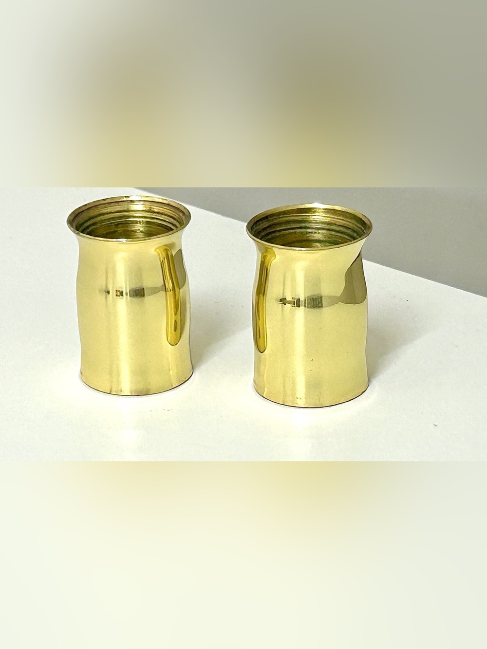 Vintage Pair Set of 2 Gold Plated Chimney Candle Stick Tops